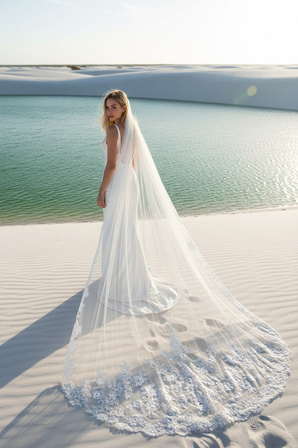 Cathedral Lace Edge Wedding Veil — 3 Metres with Comb