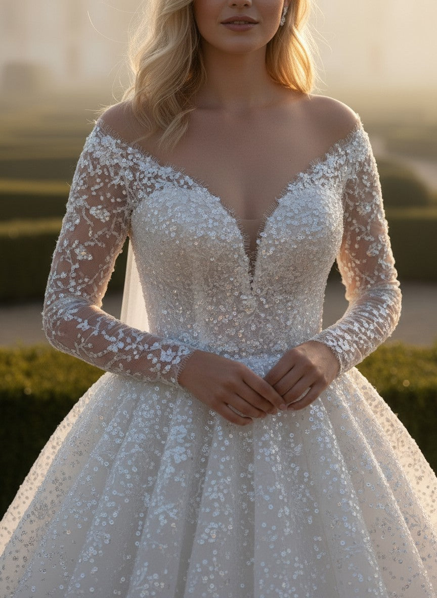 A-Line Ball Gown Wedding Dress — 6 Colours, 24W to 16
