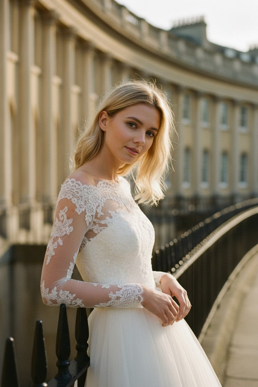 Long Sleeve Lace Bridal Bolero — Long, XL to S