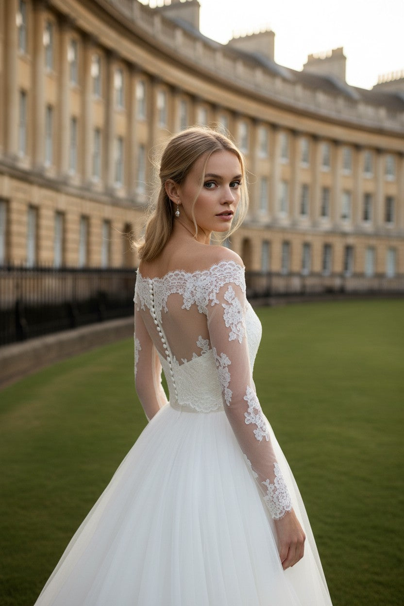 Long Sleeve Lace Bridal Bolero — Long, XL to S