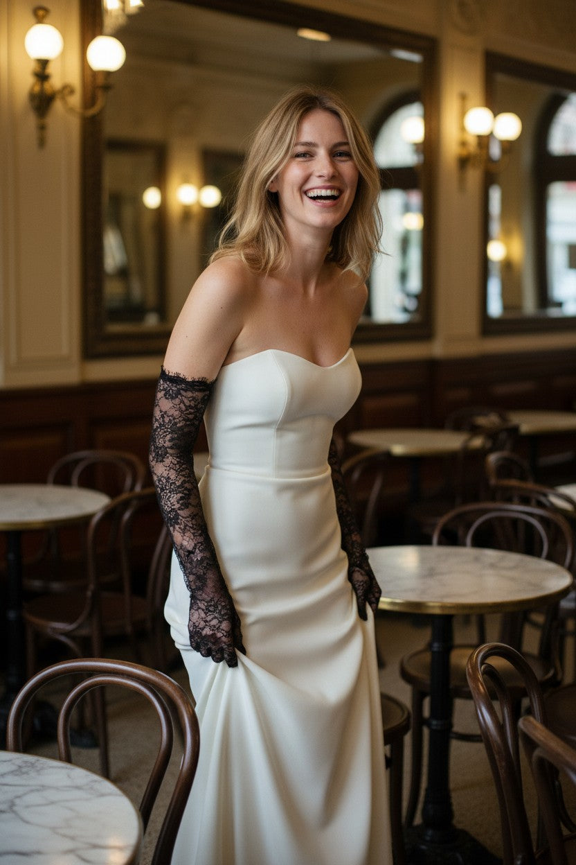 Lace Tulle Bridal Gloves — Long, One Size