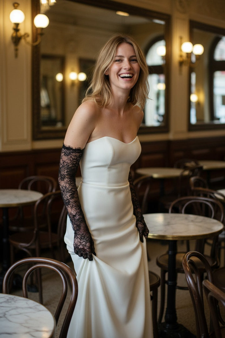 Lace Tulle Bridal Gloves — Long, One Size