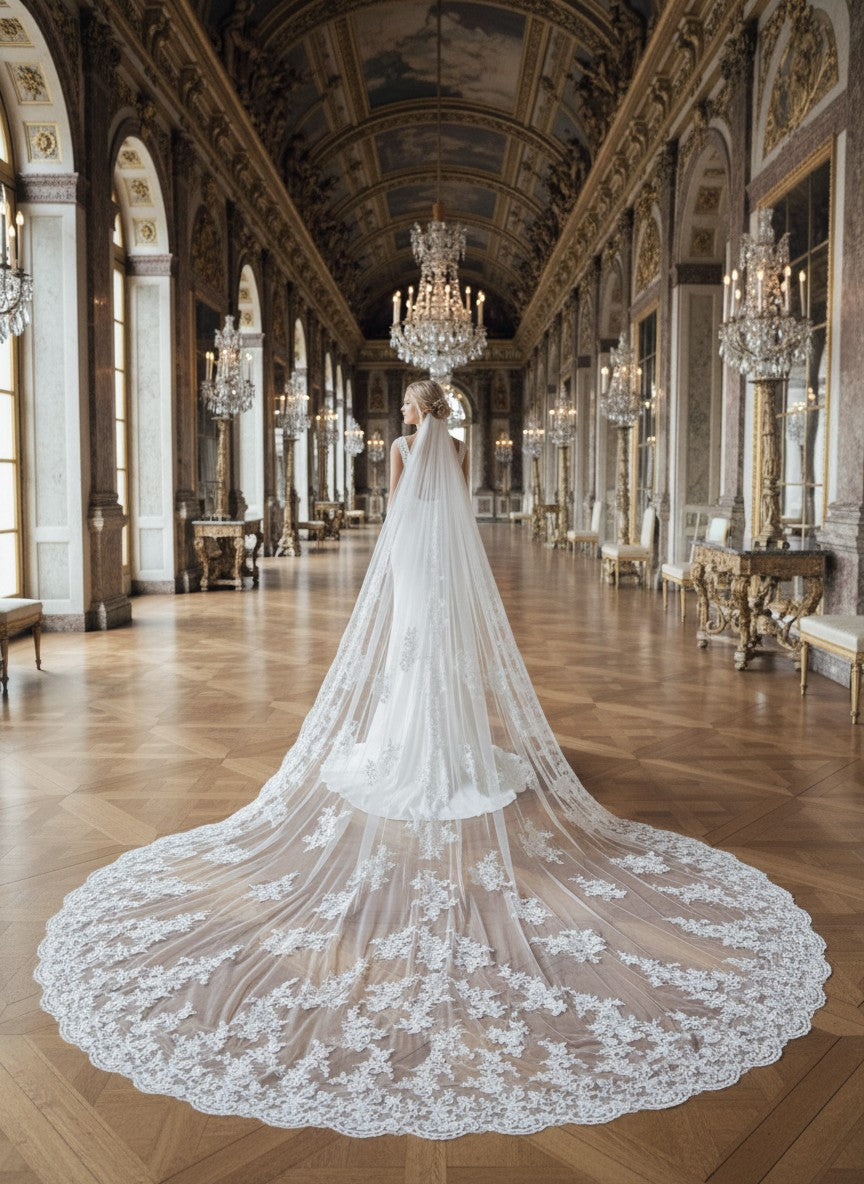 Cathedral Lace Wedding Veil — Single Tier, 300 to 500 cm
