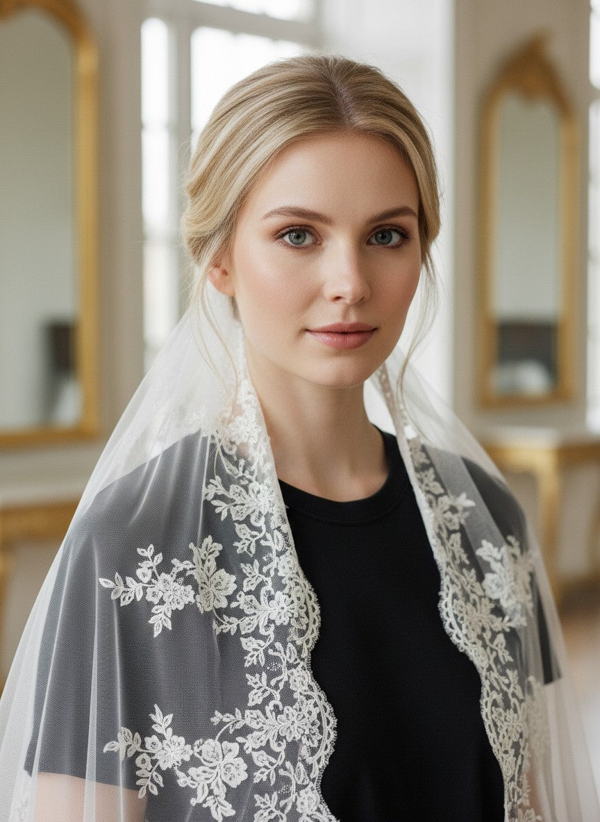 Cathedral Lace Wedding Veil — Single Tier, 300 to 500 cm