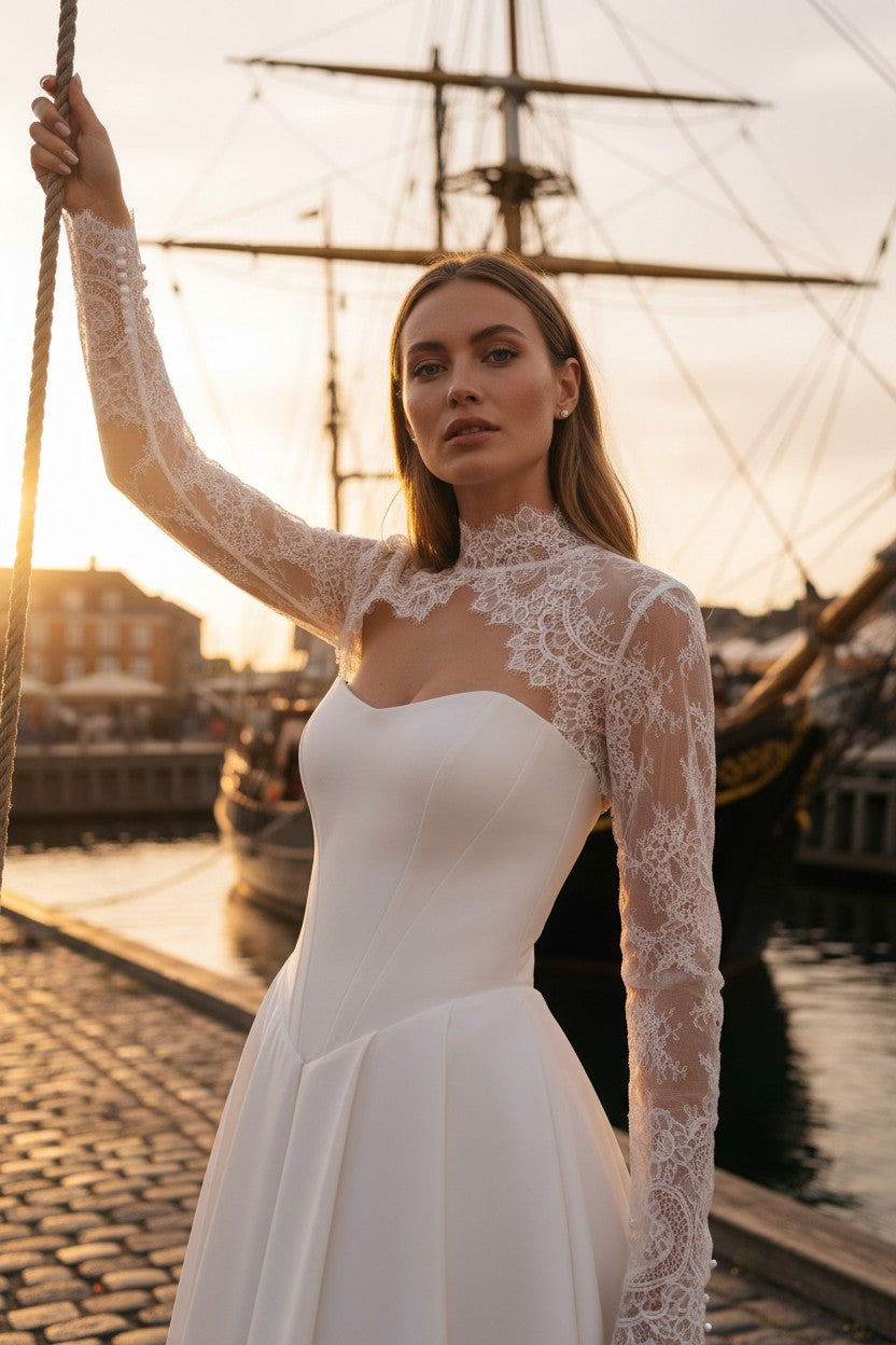 High Neck Lace Bridal Bolero — 5XL to 4XL