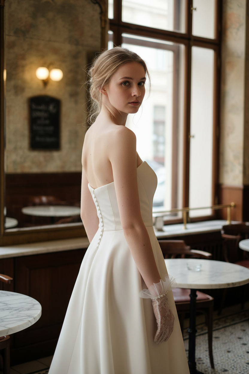 Pearl Ruffled Bridal Gloves — Short