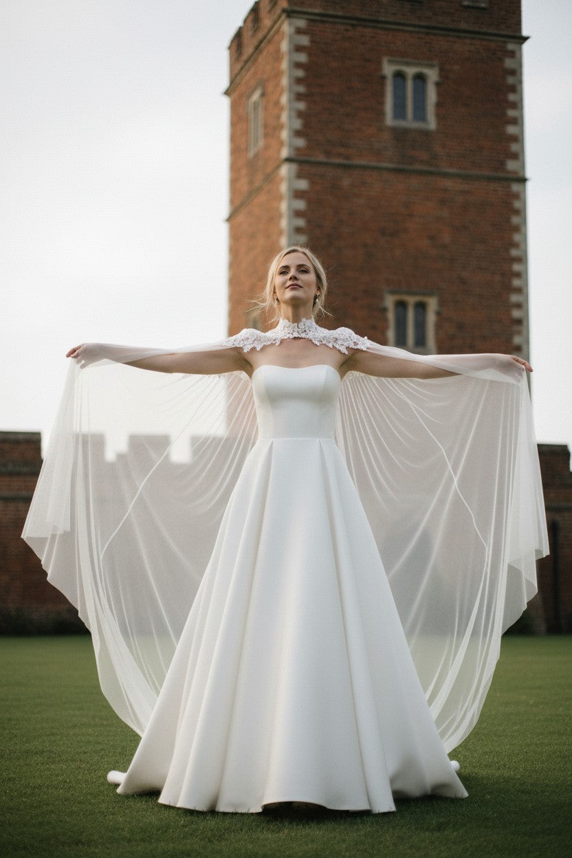 High Neck Lace Bridal Bolero — 3 Colours, One Size