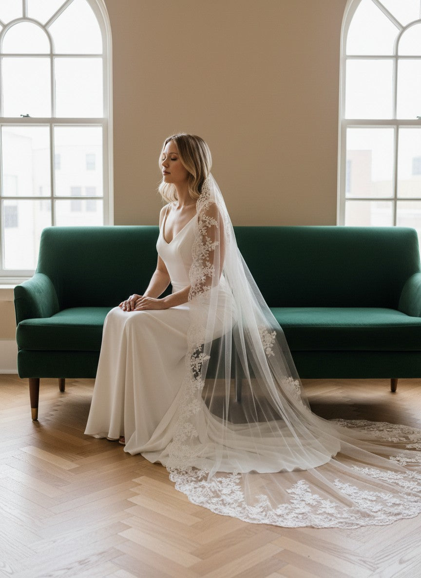 Cathedral Lace Wedding Veil — Single Tier, 300 to 500 cm