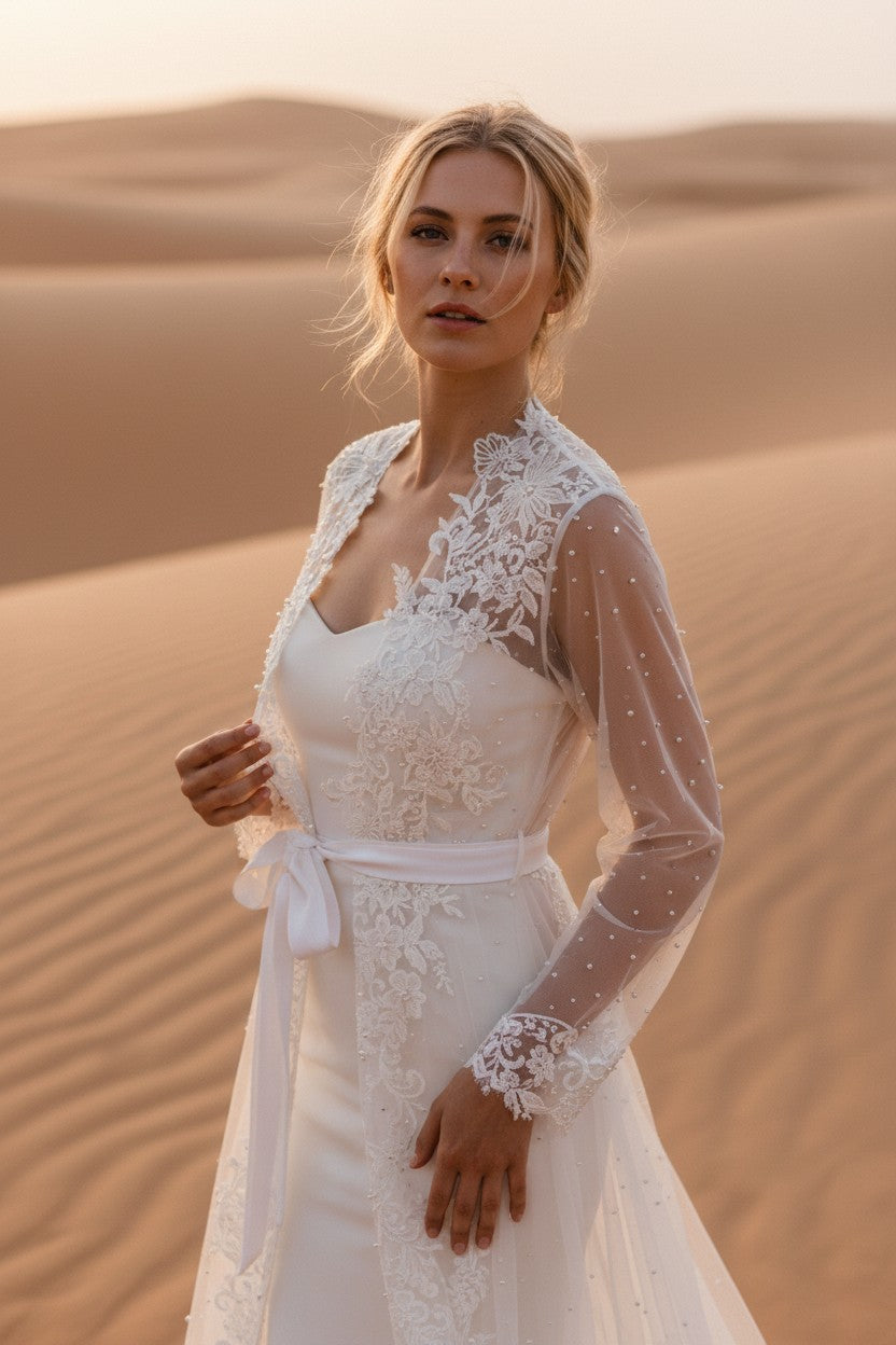 Crystal Long Sleeve Bridal Bolero — 12 to 14