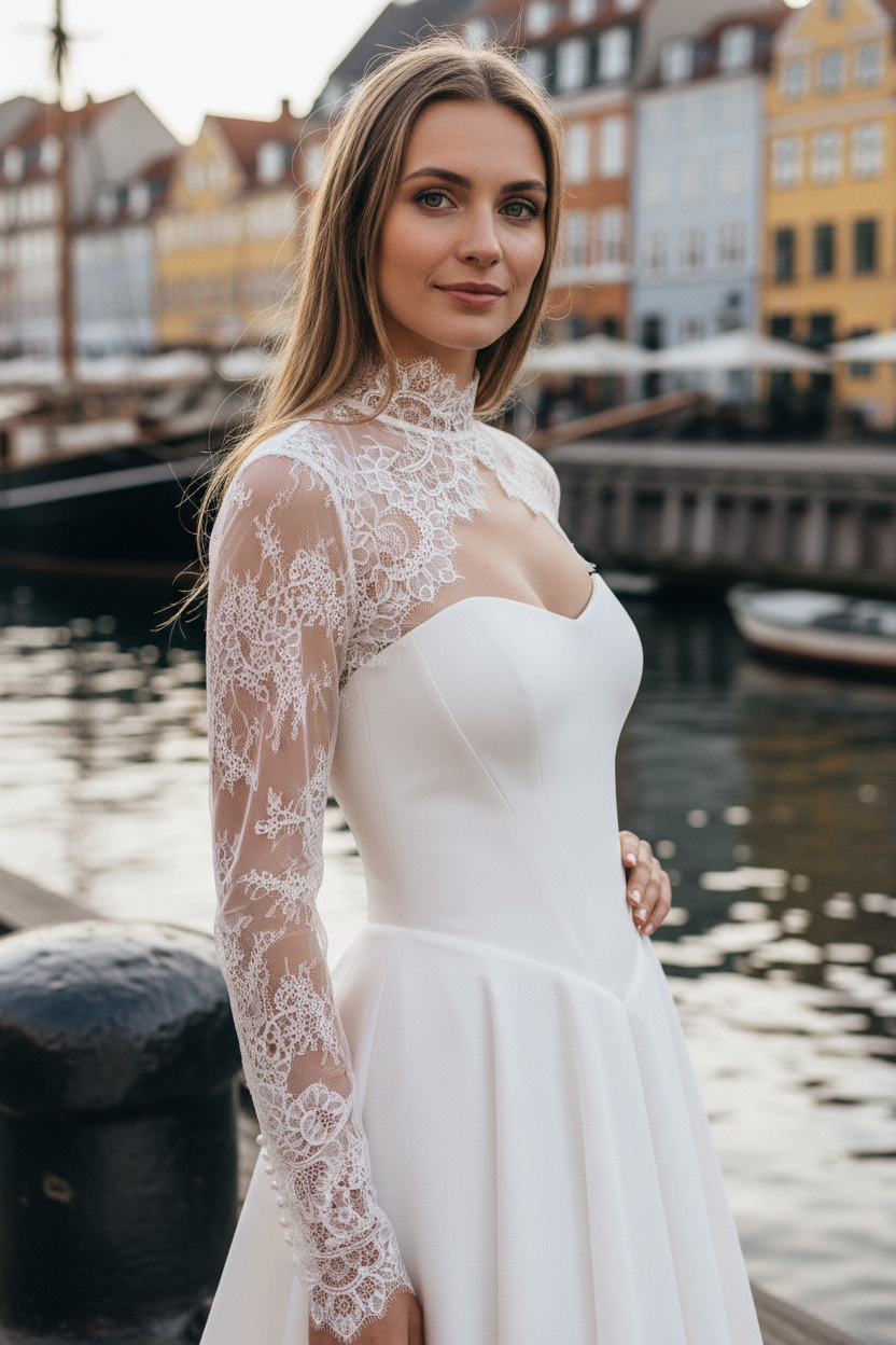 High Neck Lace Bridal Bolero — 5XL to 4XL