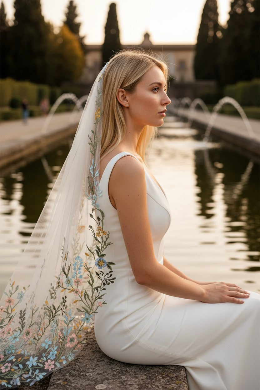 Lace Tulle Wedding Veil — Long, 3 Colours