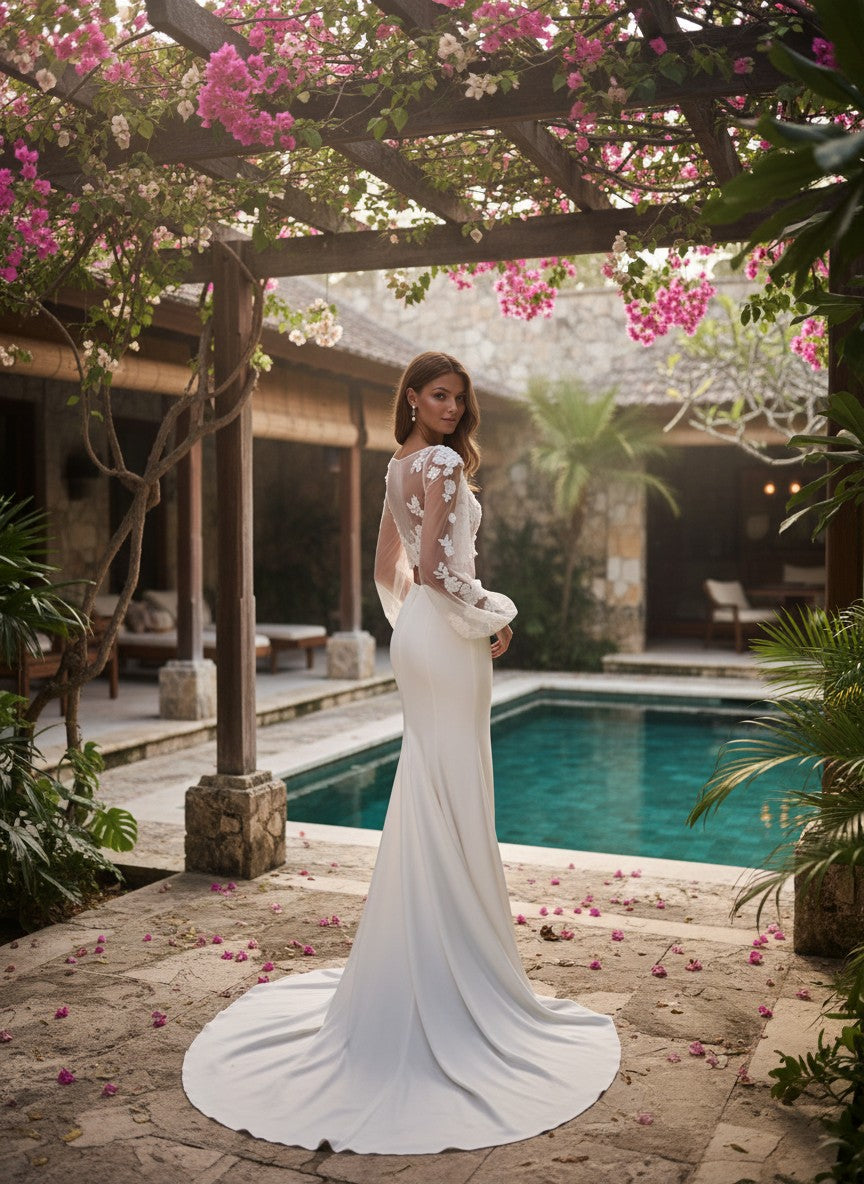 3D Floral Bridal Bolero — Long Sleeves, XS to 5XL