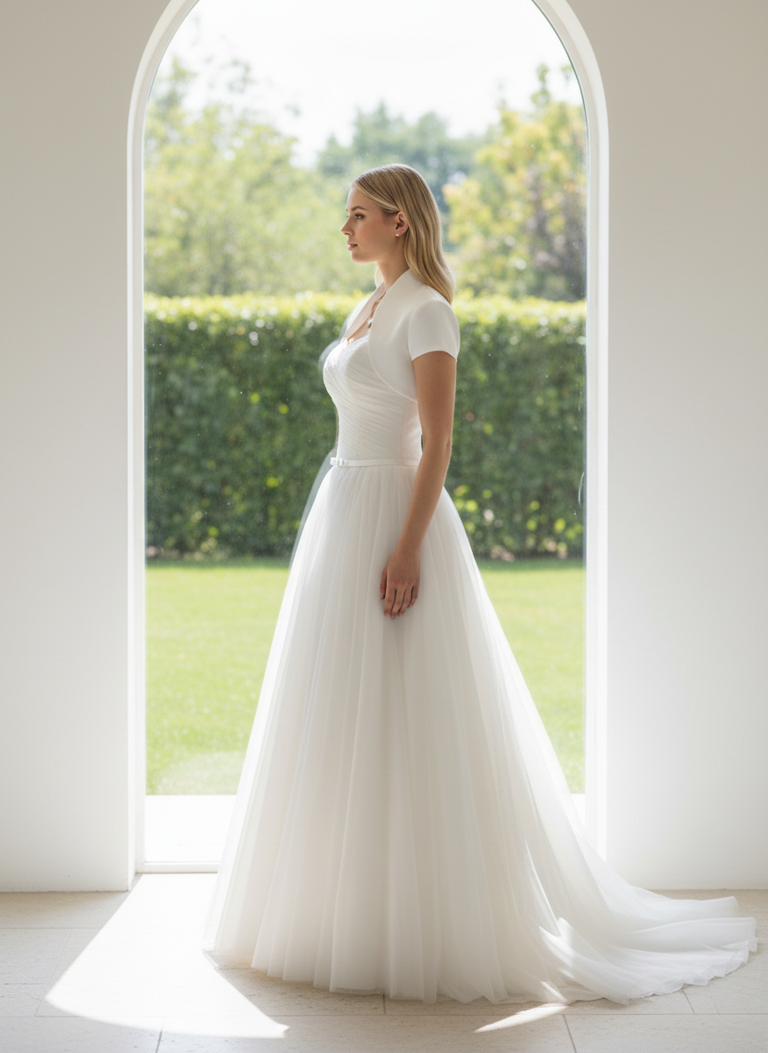 Cap Sleeve Bridal Bolero in Matte Satin — 11 Colours
