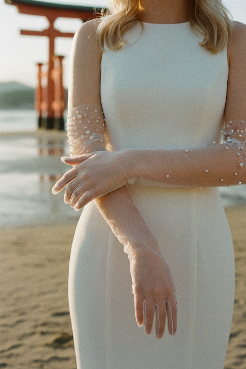 Tulle Bridal Gloves — Long