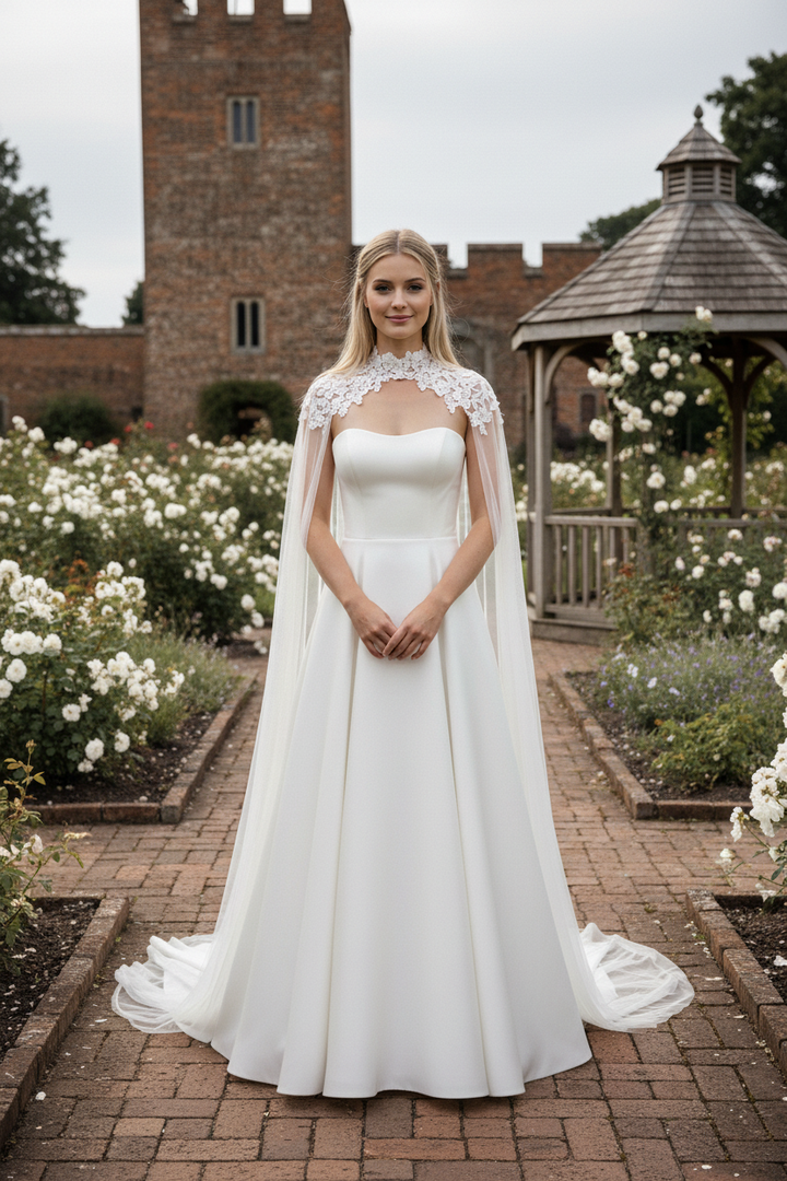 High Neck Lace Bridal Bolero — 3 Colours, One Size