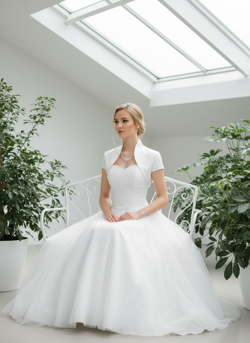 Cap Sleeve Bridal Bolero in Matte Satin — 11 Colours