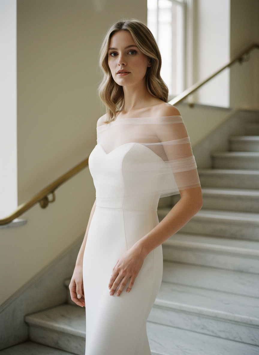 Tulle Bridal Shawl — 3 Colours, S to L