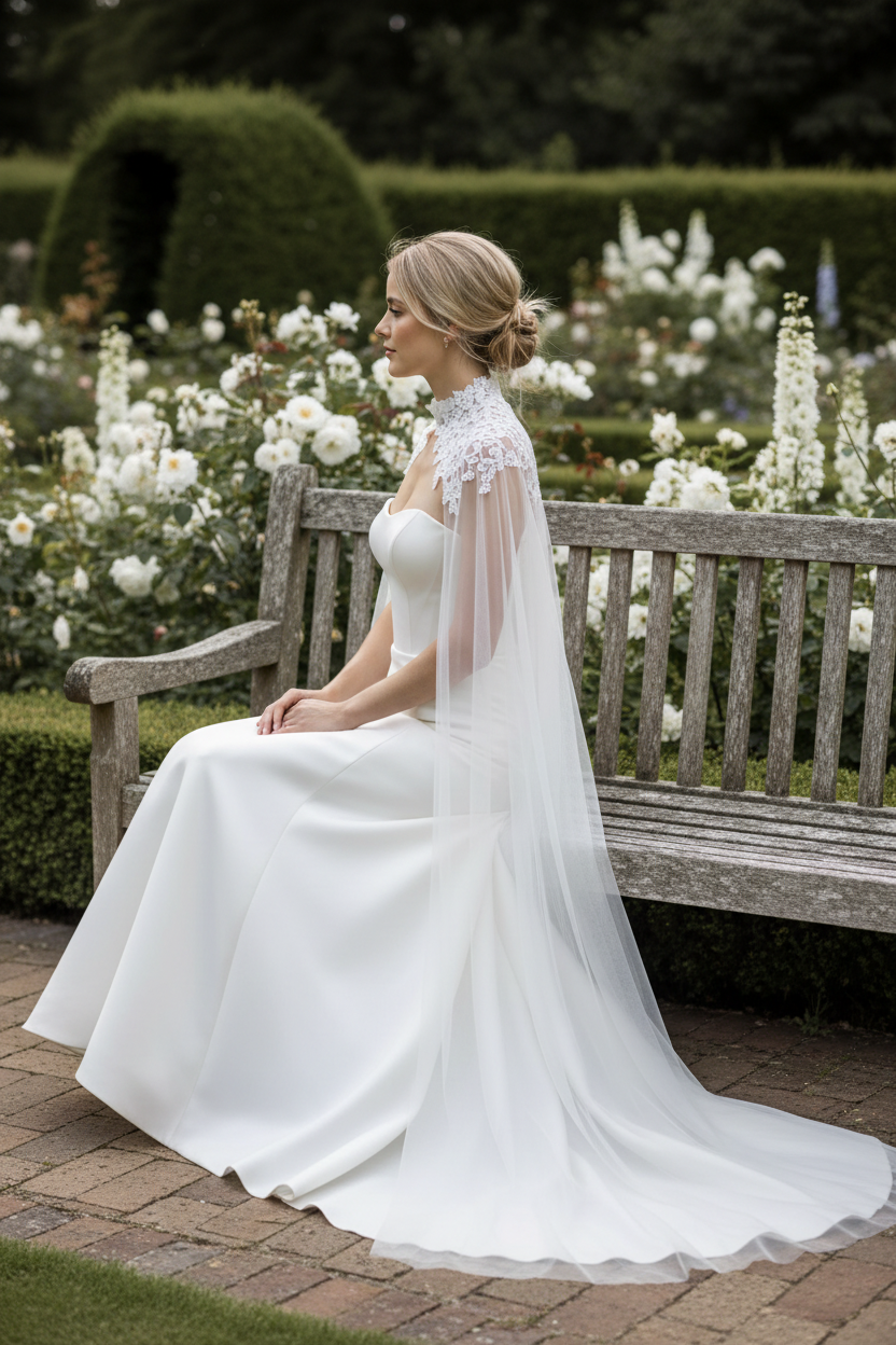 High Neck Lace Bridal Bolero — 3 Colours, One Size
