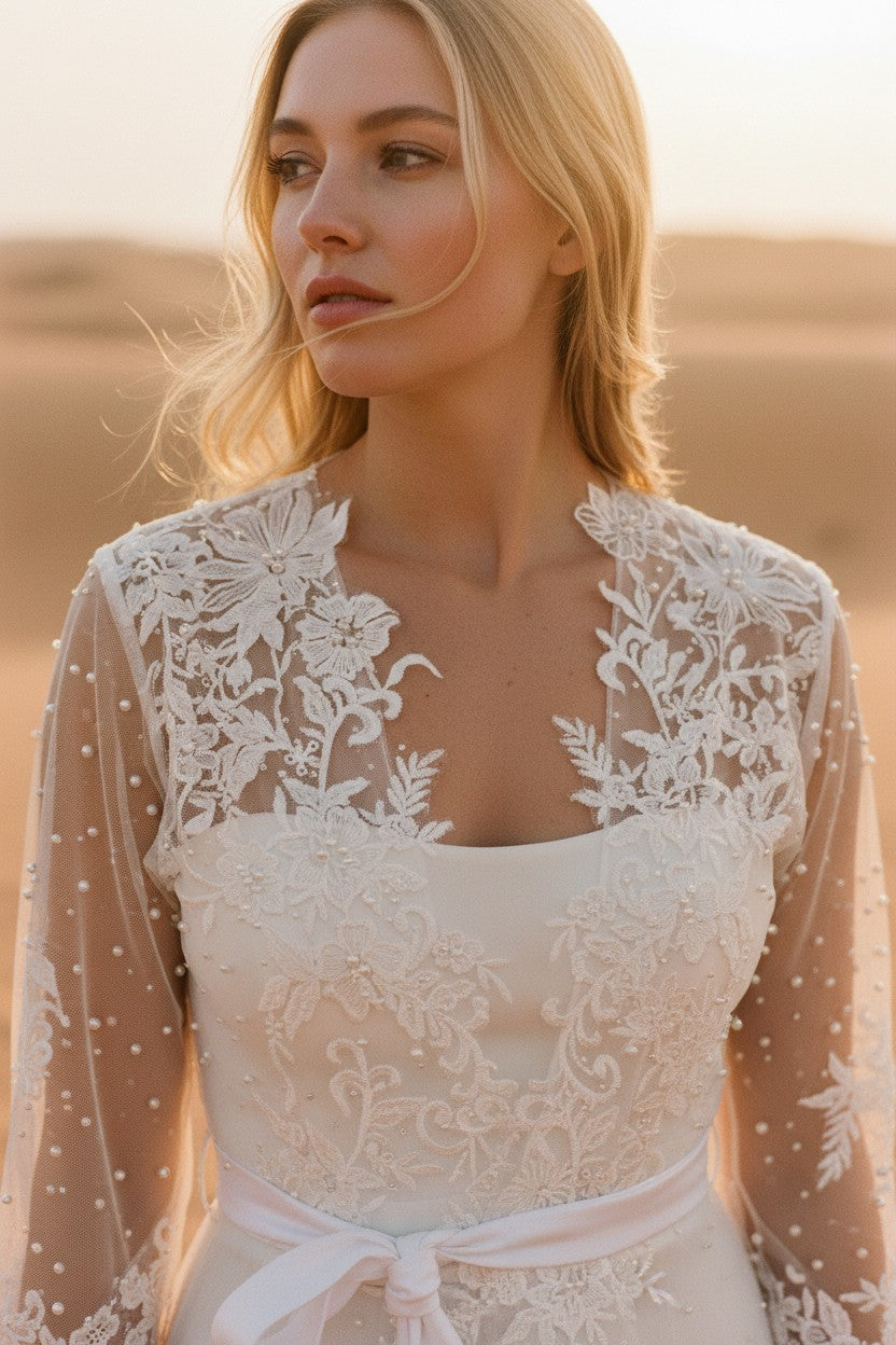 Crystal Long Sleeve Bridal Bolero — 12 to 14