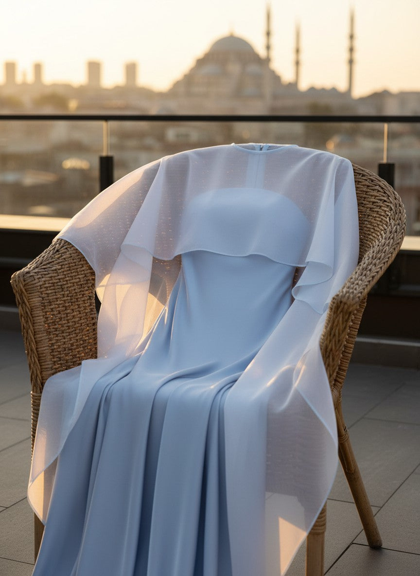 Chiffon Cape Shawl — High-Low Hem, 16 Colours, One Size