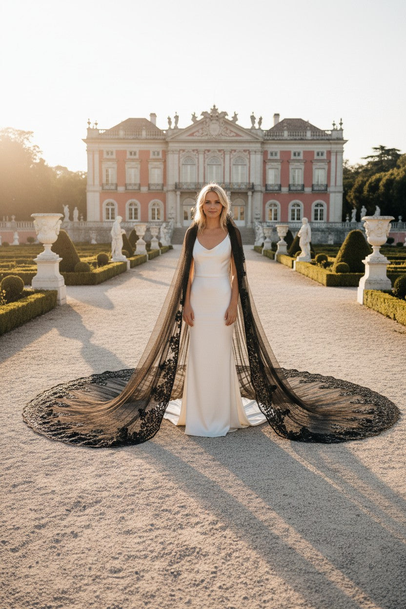 Lace Appliqué Wedding Veil — Cathedral