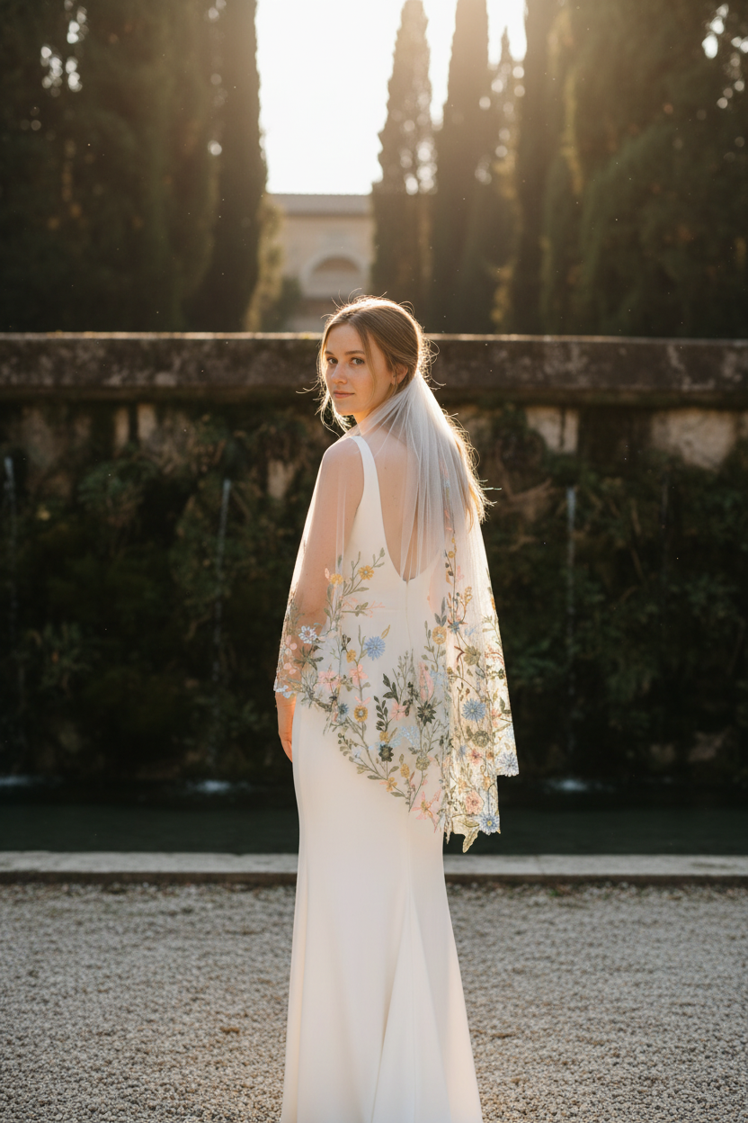 Lace Tulle Wedding Veil — Long, 3 Colours