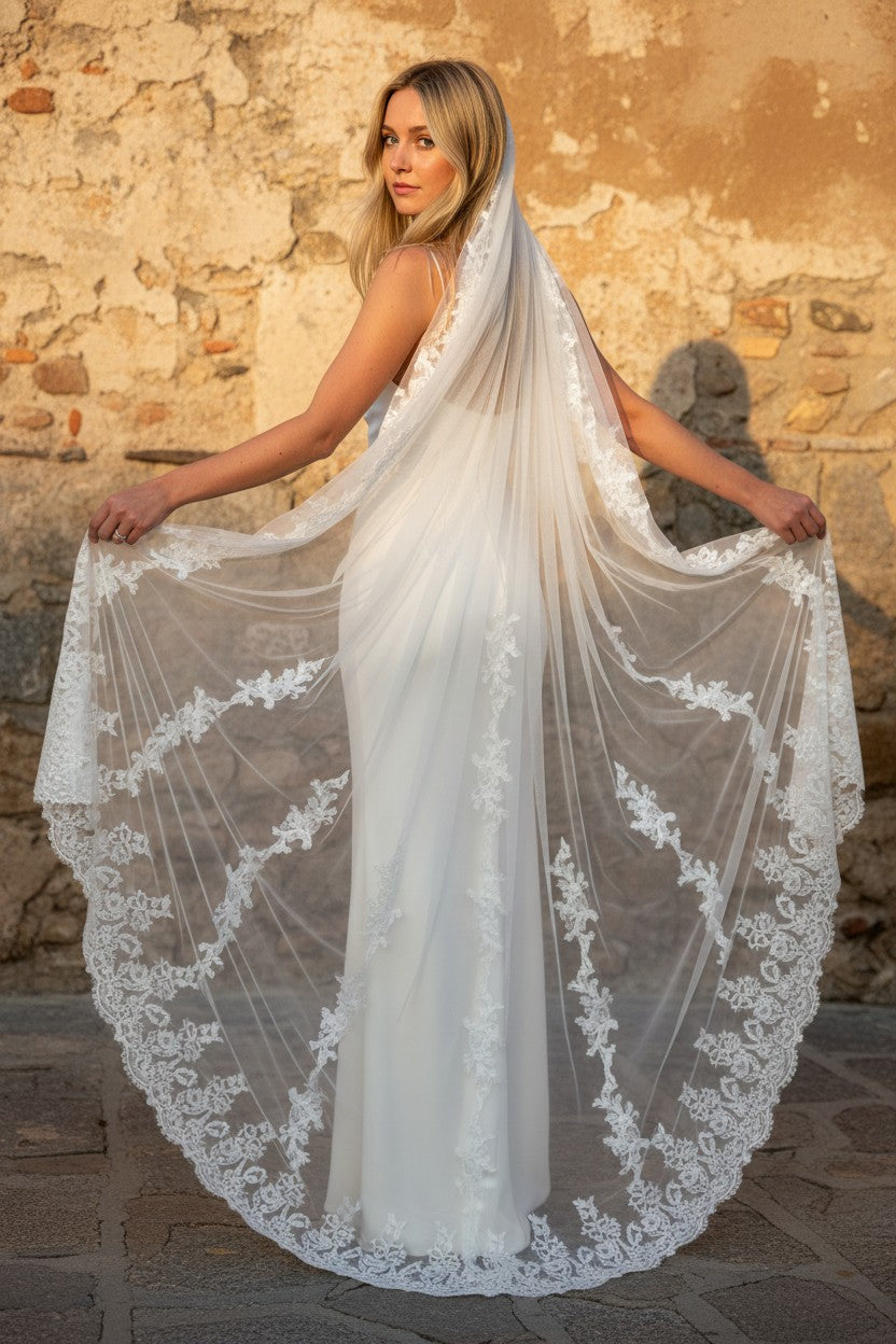 Lace Wedding Veil — Cathedral, 3 Colours