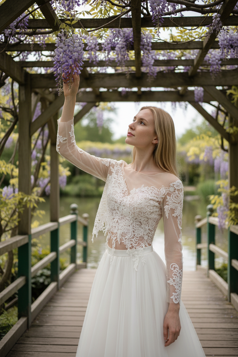 Long Sleeve Lace Bridal Bolero — Long, XXL to XL