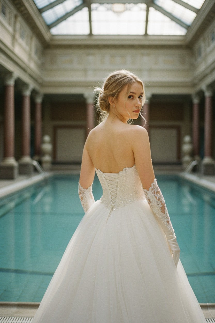 Lace Embroidered Bridal Gloves — Long