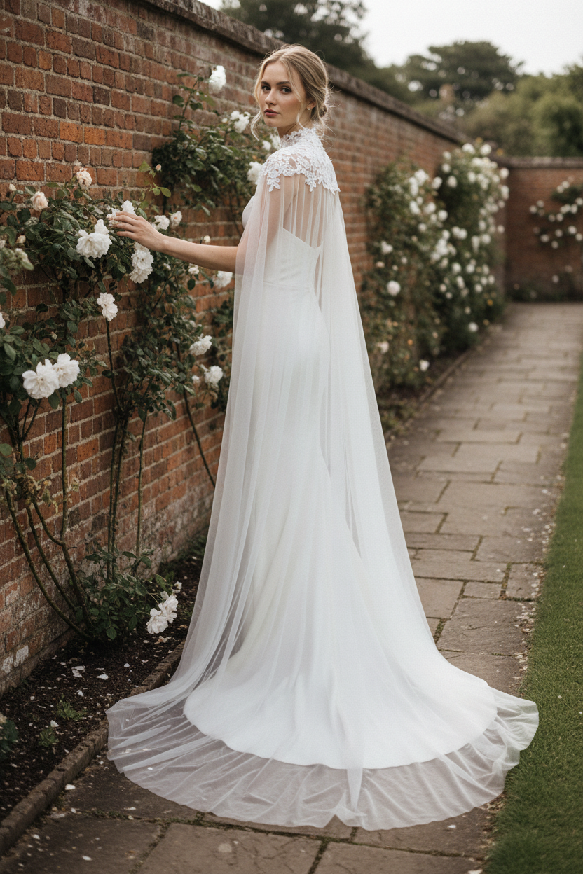 High Neck Lace Bridal Bolero — 3 Colours, One Size