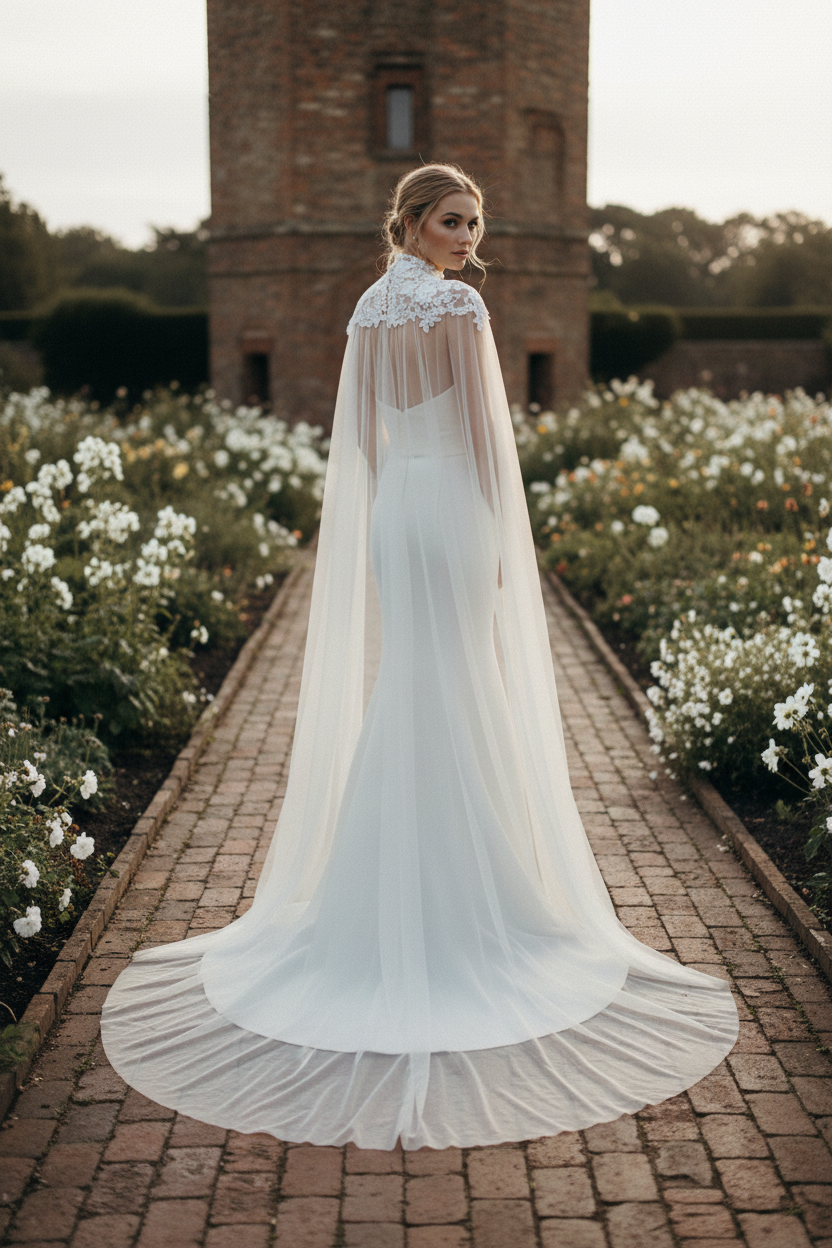High Neck Lace Bridal Bolero — 3 Colours, One Size