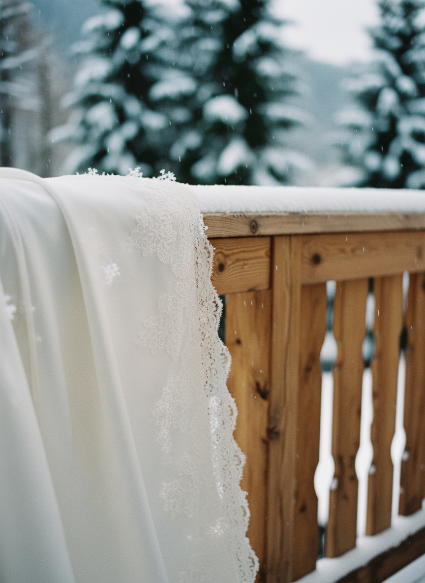 Hooded Lace Bridal Shawl — Winter, S to XL