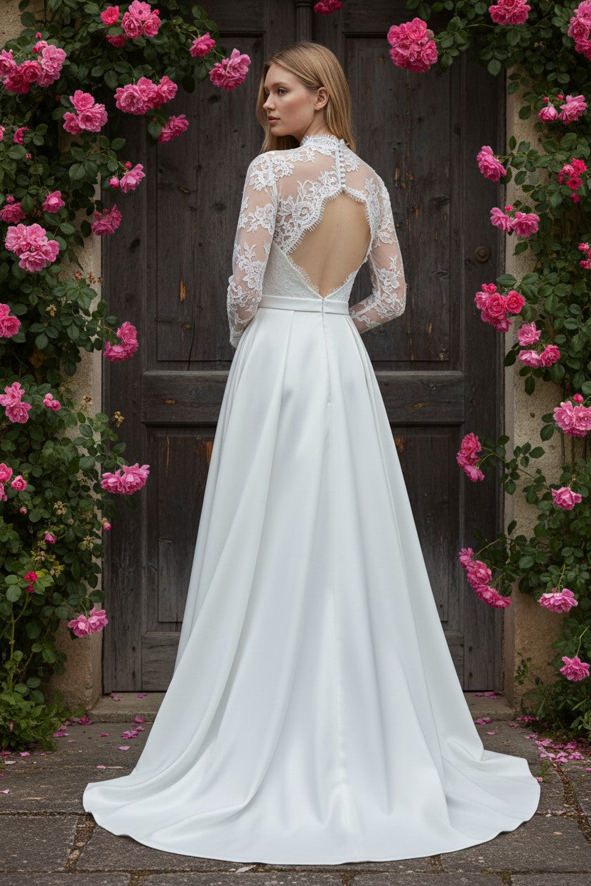 High Neck Lace Bridal Bolero — Long, XXL to 5XL