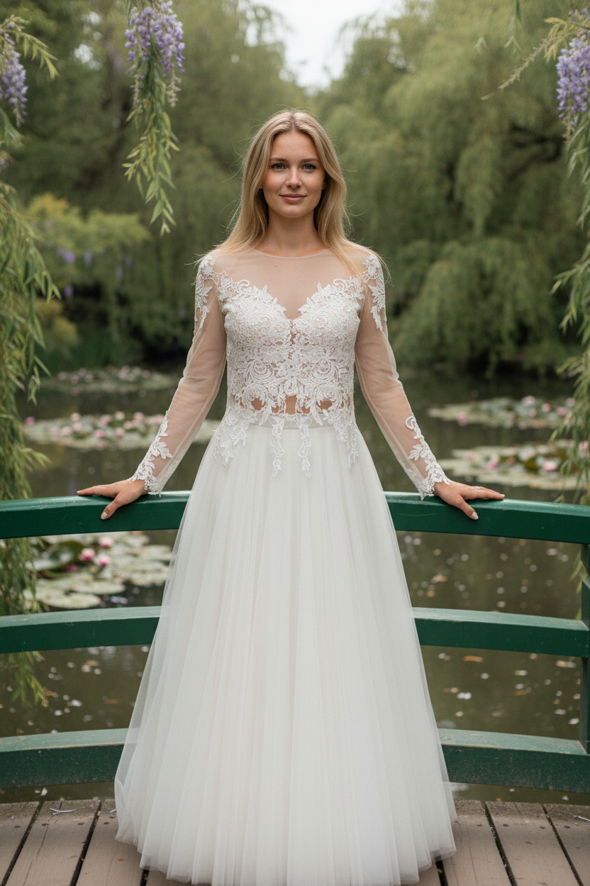 Long Sleeve Lace Bridal Bolero — Long, XXL to XL