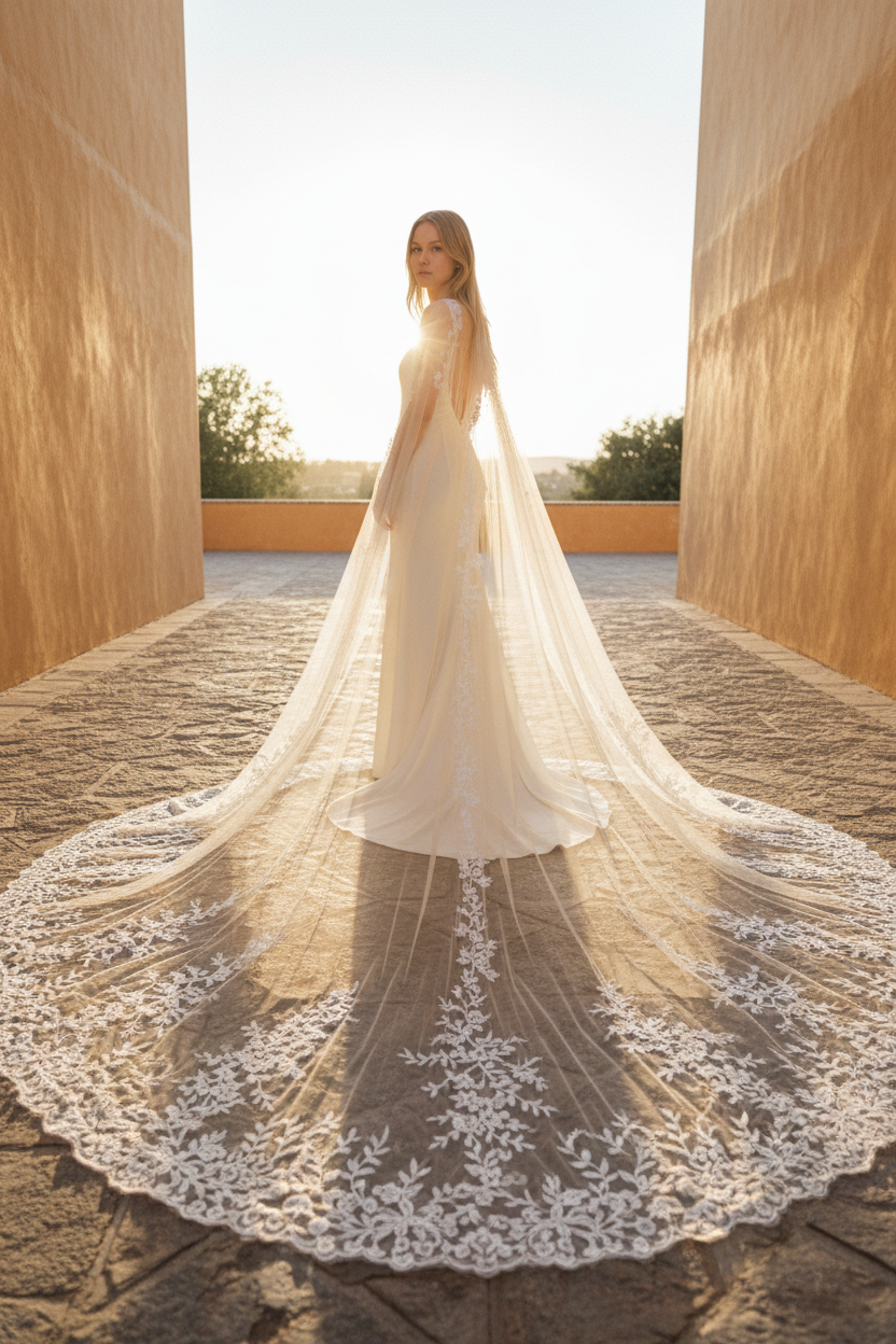 Lace Wedding Veil — Cathedral, 3 Colours
