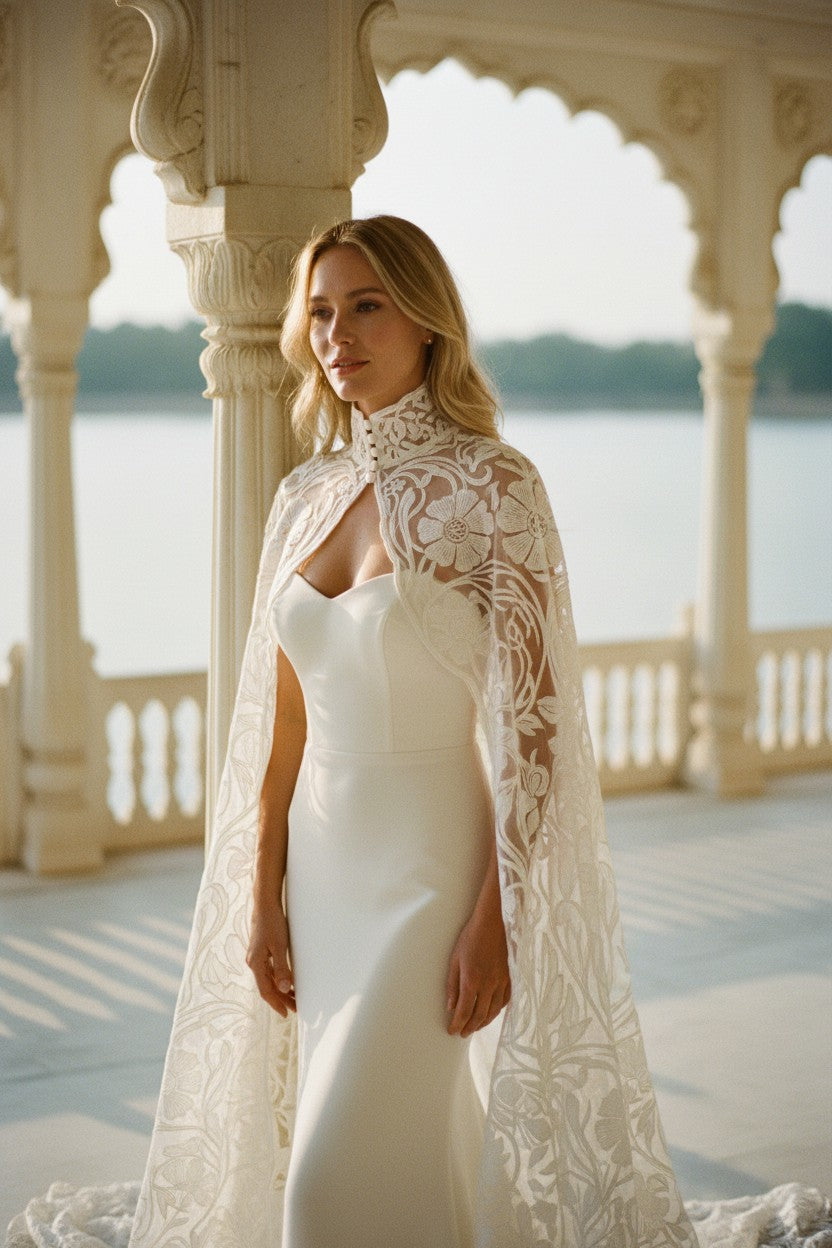High Neck Pearl Bridal Bolero — XS（old） to 3XL