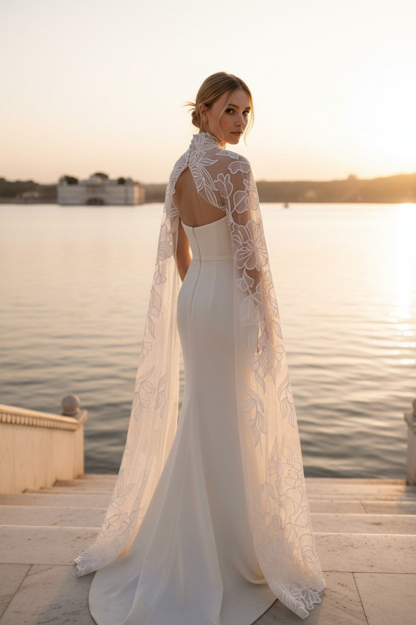 High Neck Pearl Bridal Bolero — XS（old） to 3XL