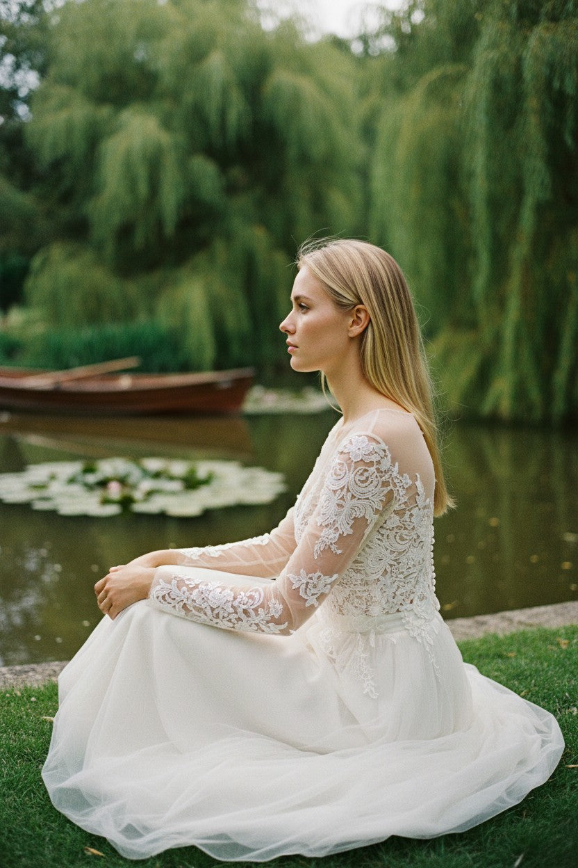 Long Sleeve Lace Bridal Bolero — Long, XXL to XL