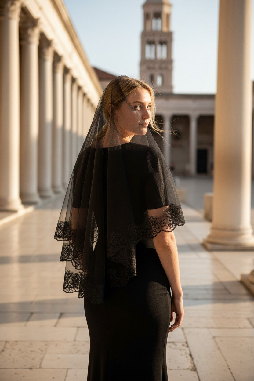 Lace Appliqué Wedding Veil — Cathedral, 5 Colours