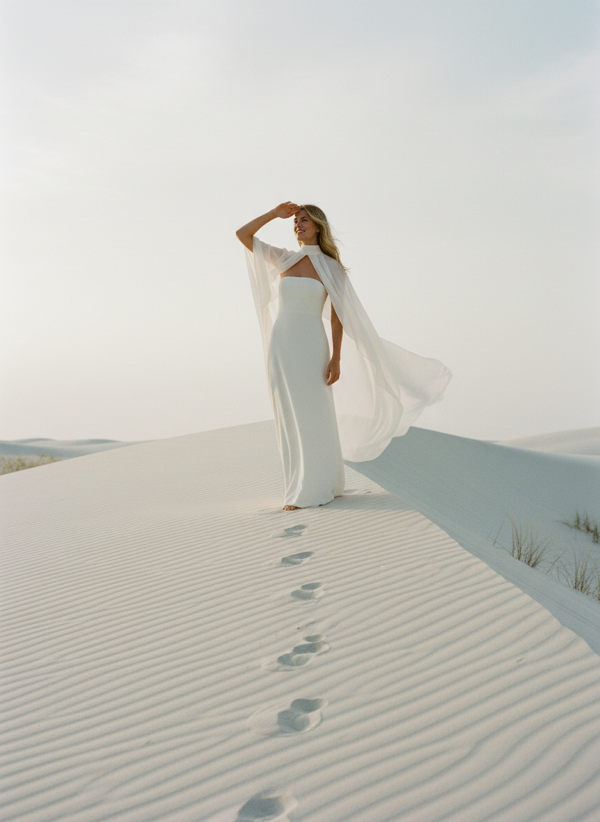 High Neck Chiffon Bridal Cape — Long, 11 Colours