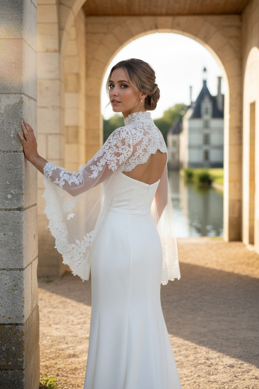 Long Sleeve Lace Bridal Bolero — Long, 8 Colours