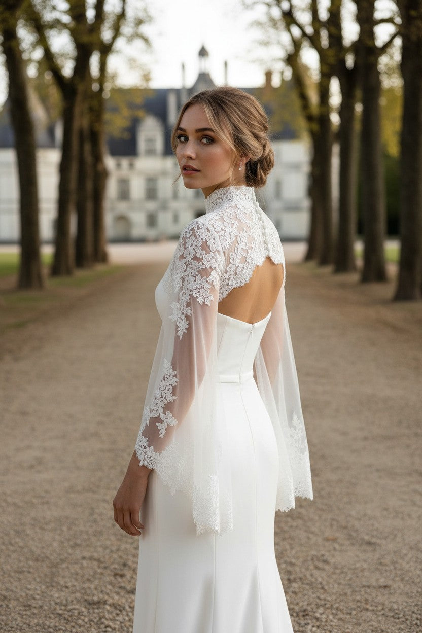 Long Sleeve Lace Bridal Bolero — Long, 8 Colours