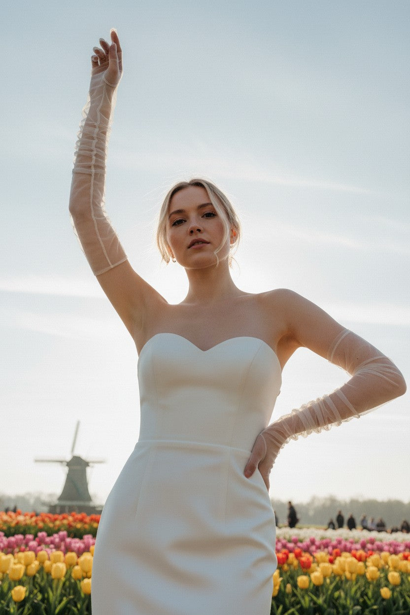 Tulle Bridal Gloves — Long