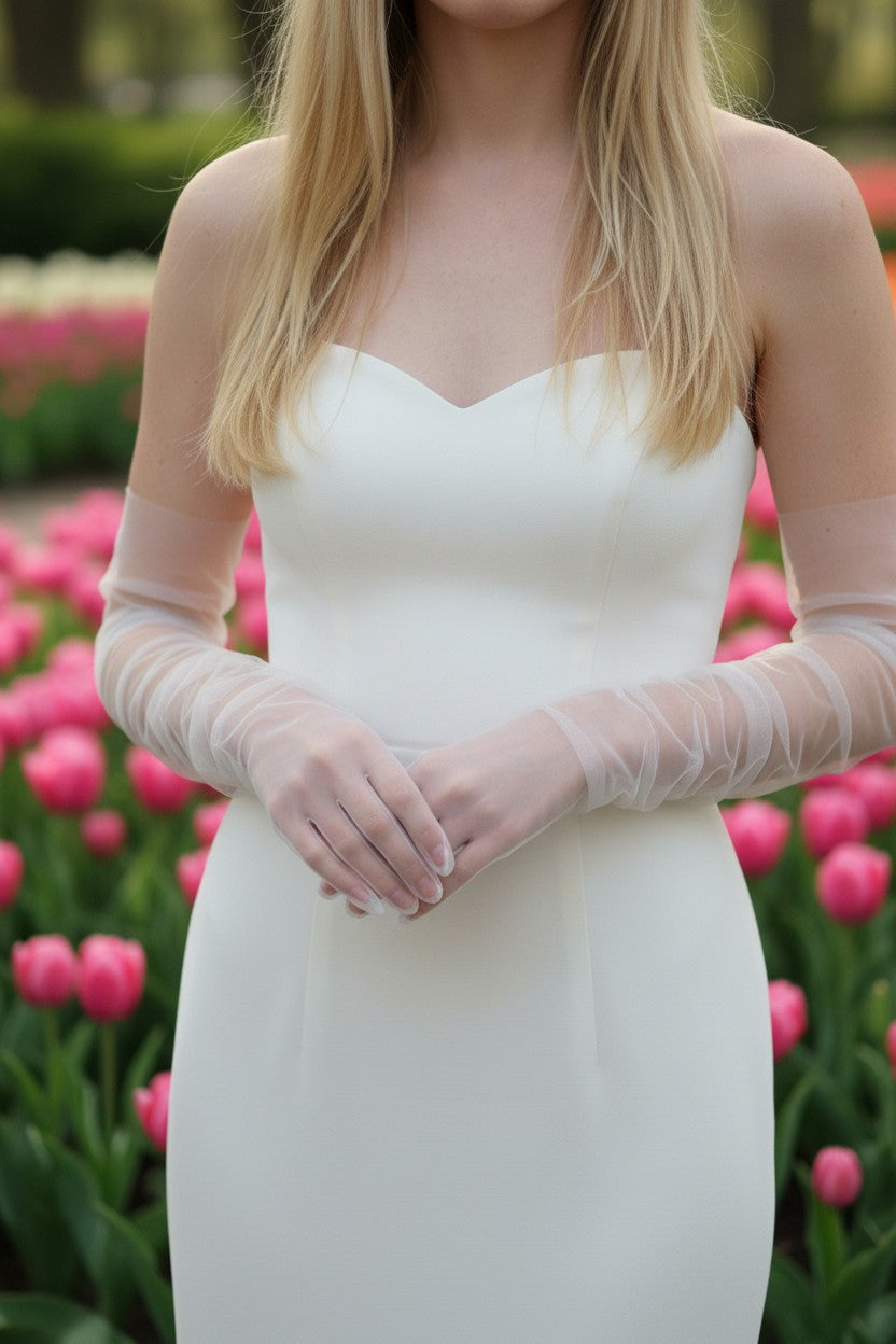 Tulle Bridal Gloves — Long