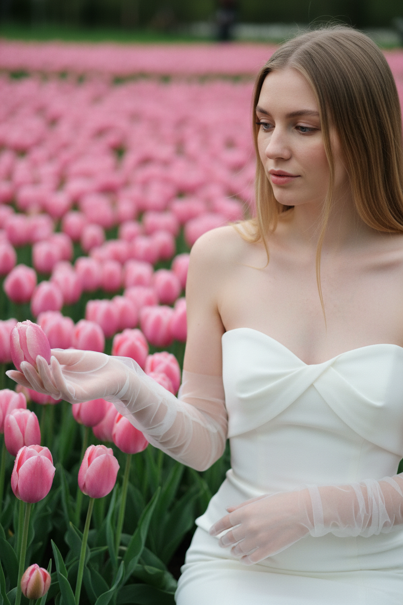 Tulle Bridal Gloves — Long