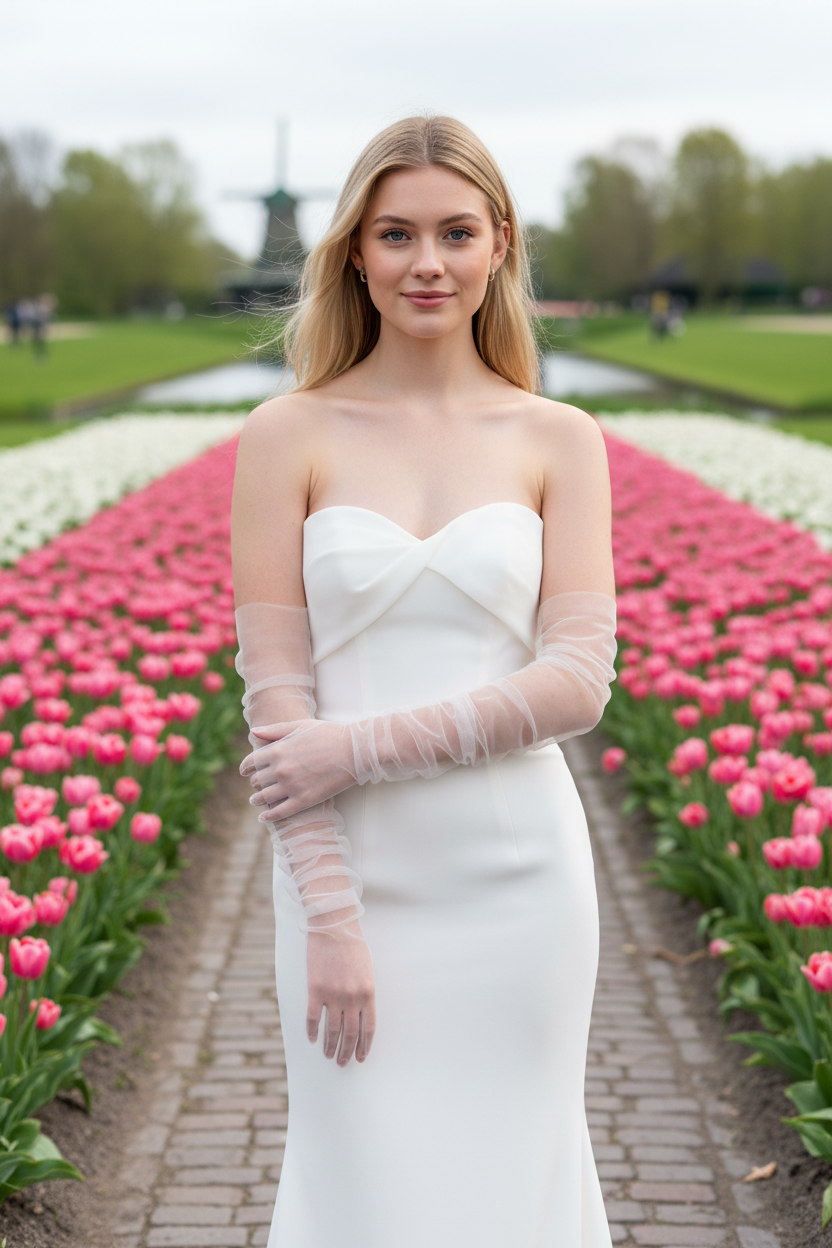 Tulle Bridal Gloves — Long
