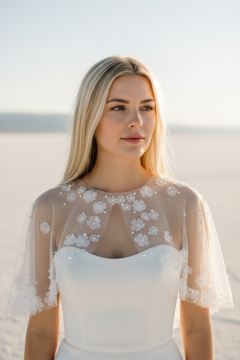 3D Floral Bridal Bolero — L to 3XL