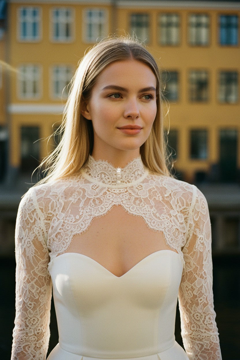 High Neck Lace Bridal Bolero — 5XL to 4XL