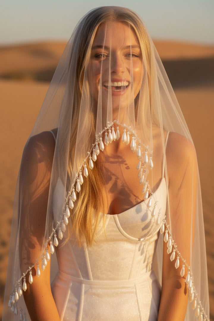 Appliqué Tulle Wedding Veil — 16 Colours