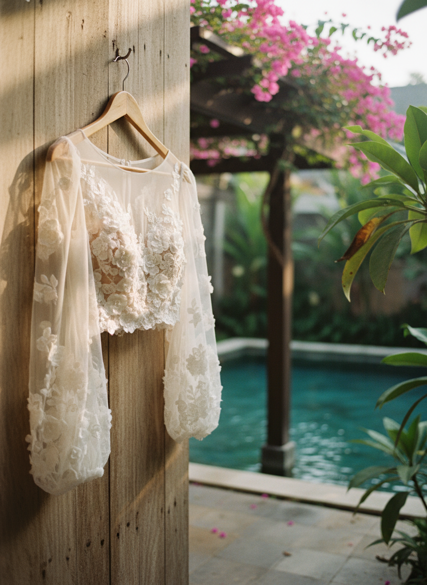 3D Floral Bridal Bolero — Long Sleeves, XS to 5XL